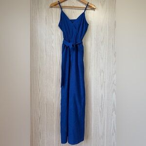 Flying Tomato Blue Tie Waist Wide Leg Jumpsuit Size XS NWT